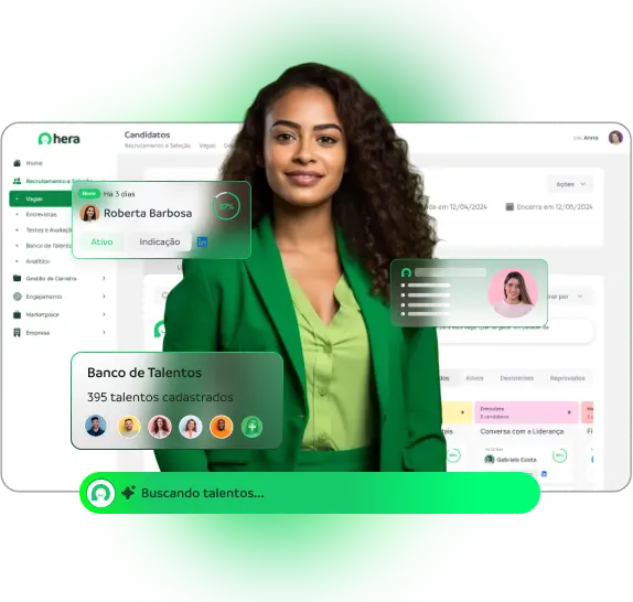 Exemplo de usuário encontrando talentos com ajuda da IA